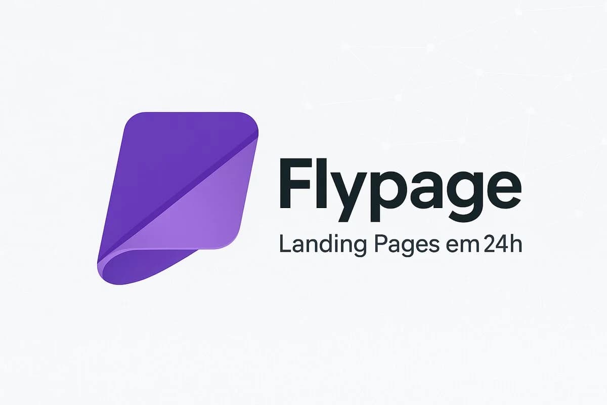Flypage cover: purple folded-paper logo next to the name "Flypage" and the tagline "Landing Pages in 24h" on a light background